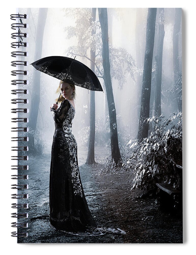 Silver Forest Spiral Notebook featuring the digital art Silver Forest Walk by Shanina Conway