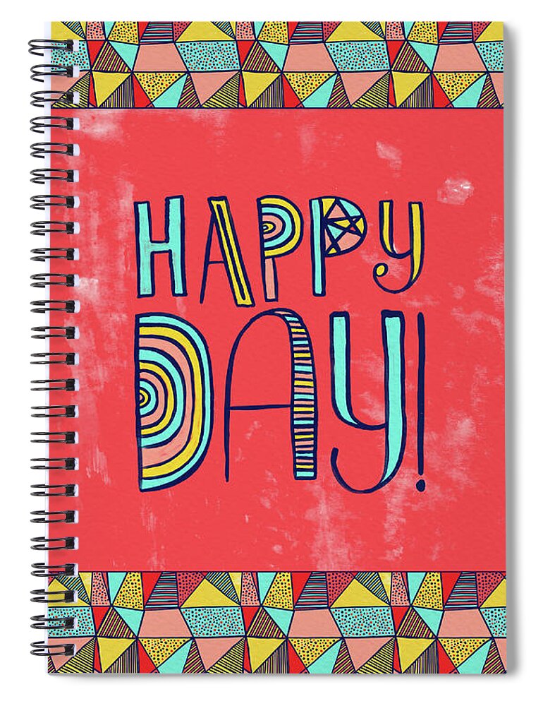 Happy Day Spiral Notebook featuring the painting Happy Day by Jen Montgomery