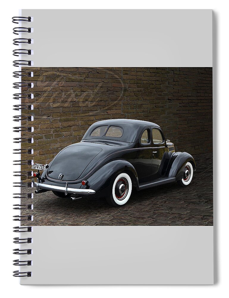 1937 Spiral Notebook featuring the photograph '37 Ford Coupe In An Old Alley #37 by Ron Long
