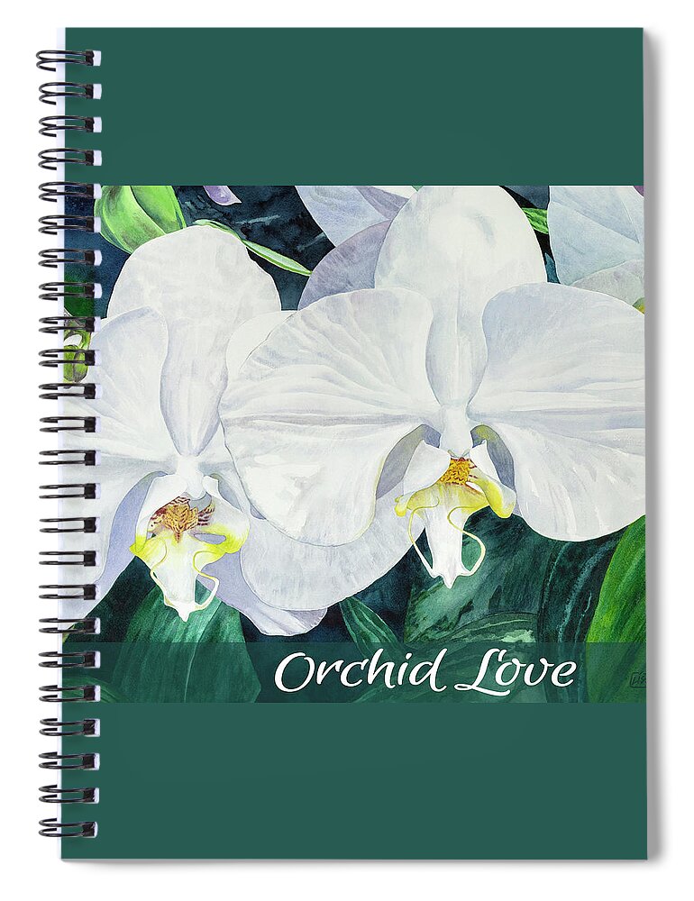 Flower Spiral Notebook featuring the painting Two White Orchids by Lisa Tennant