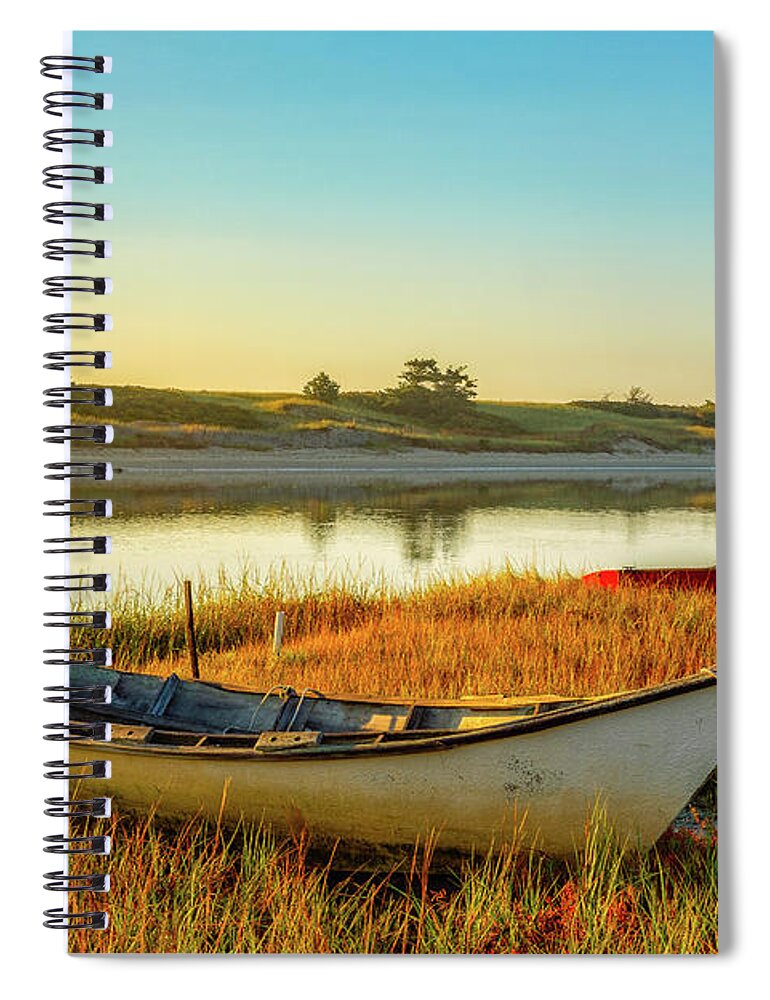 Abandoned Spiral Notebook featuring the photograph Boats In The Marsh Grass, Ogunquit River by Jeff Sinon