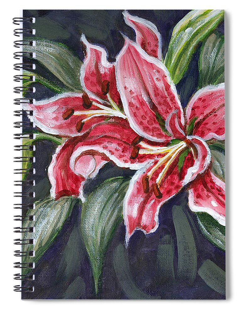 Flower Spiral Notebook featuring the painting Asian Lily Sketch by Richard De Wolfe