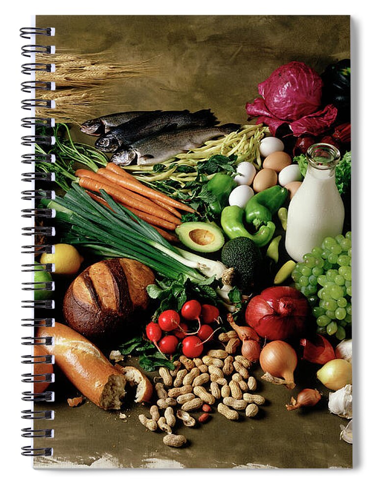 Nut Spiral Notebook featuring the photograph Assortment Of Fruits, Vegetables And by Fotokia