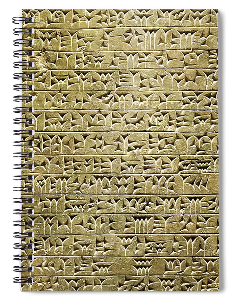 Assyrian Cuneiform Inscription Spiral Notebook featuring the photograph Assyrian Cuneiform inscription by Weston Westmoreland