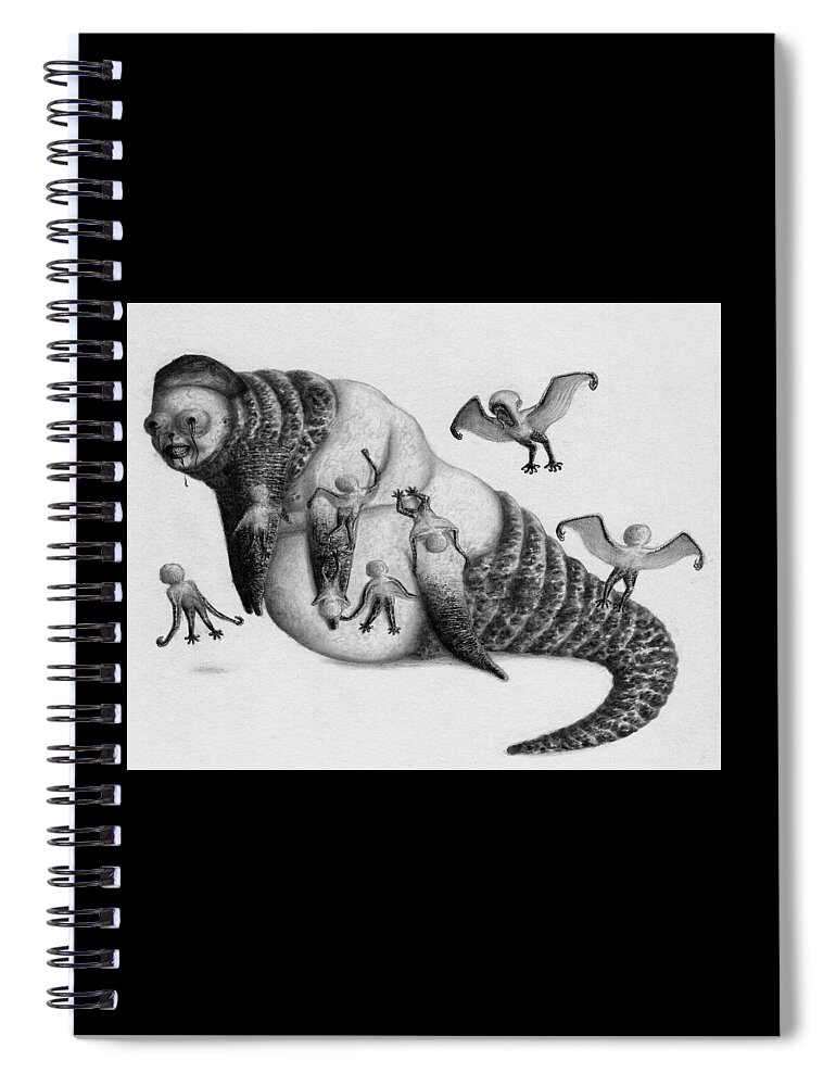 Horror Spiral Notebook featuring the drawing Astrid The Nightmare Nurturer - Artwork by Ryan Nieves