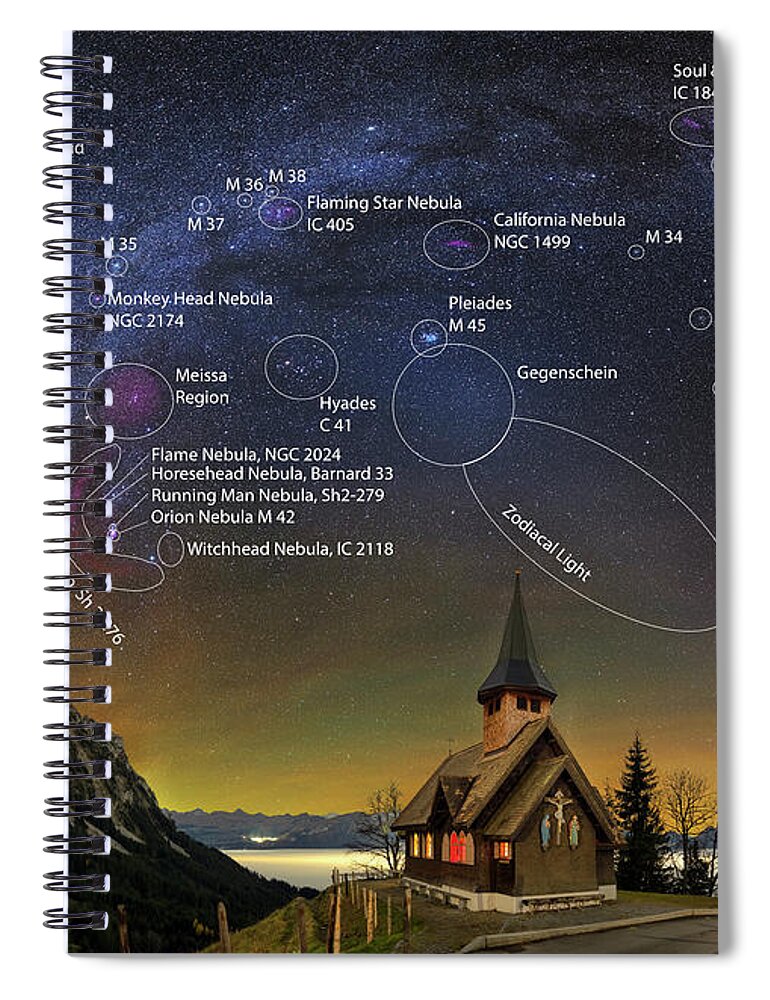 Mountains Spiral Notebook featuring the photograph Astrophotography Winter Wonderland by Ralf Rohner