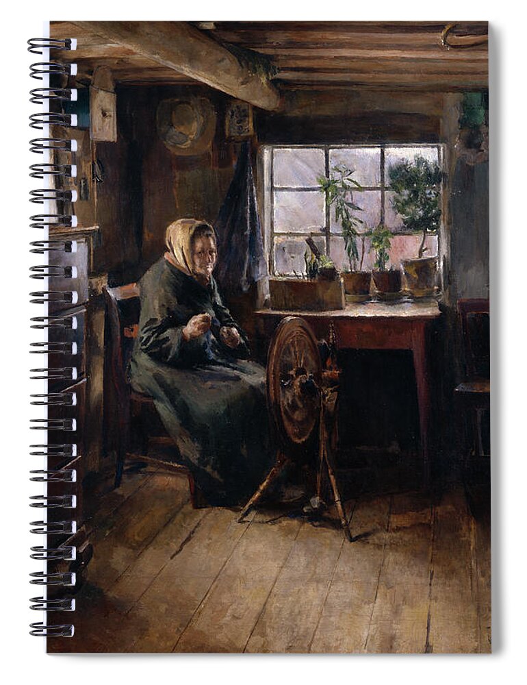 Harriet Backer Spiral Notebook featuring the painting At Grandmother by O Vaering