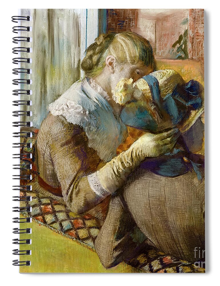 Edgar Degas Spiral Notebook featuring the painting At The Milliners, Chez Le Modiste, 1881 Pastel By Degas by Edgar Degas