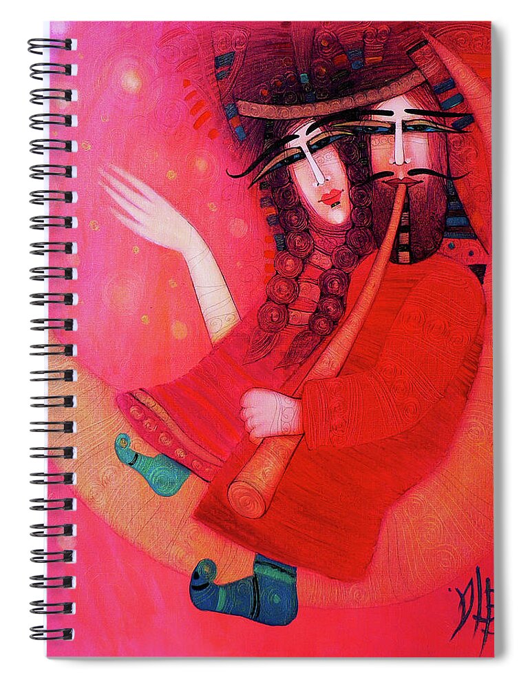 Albena Spiral Notebook featuring the painting Au clair de la lune by Albena Vatcheva