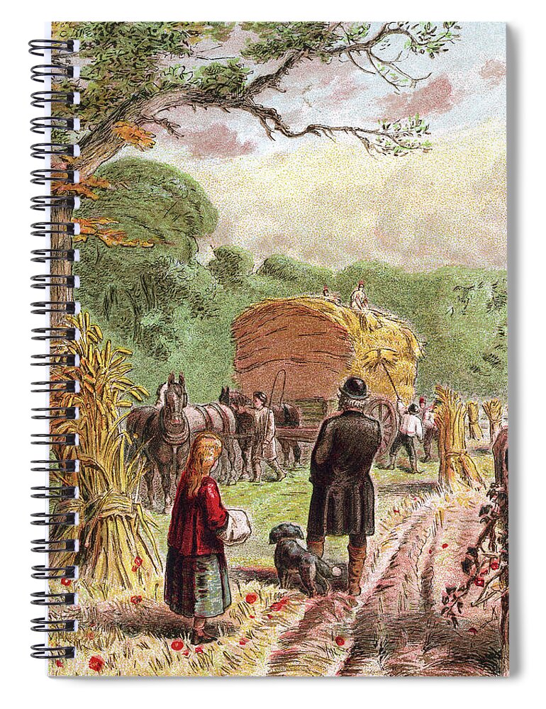 Horse Spiral Notebook featuring the digital art August - Bringing In The Harvest by Whitemay