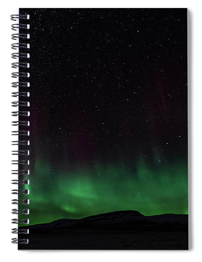 Iceland Spiral Notebook featuring the photograph Aurora Borealis 2018 #1 by Framing Places
