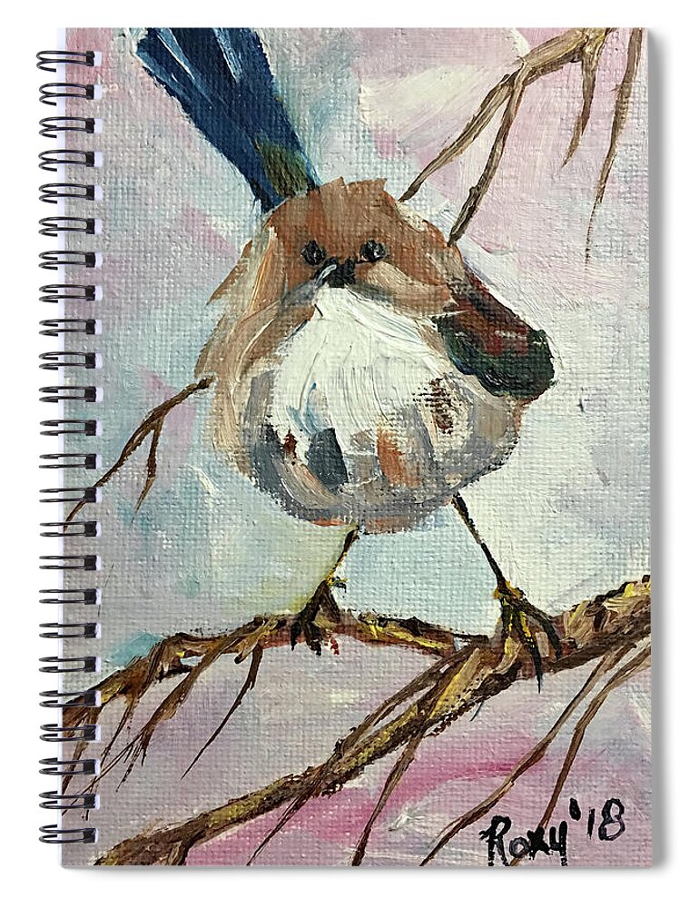 Blue Wren Spiral Notebook featuring the painting Aussie Blue Wren by Roxy Rich
