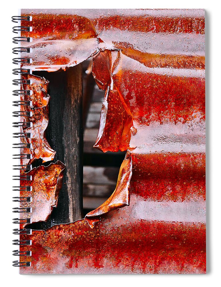 Aussie Spiral Notebook featuring the photograph Aussie Galvanised Iron #15 by Lexa Harpell