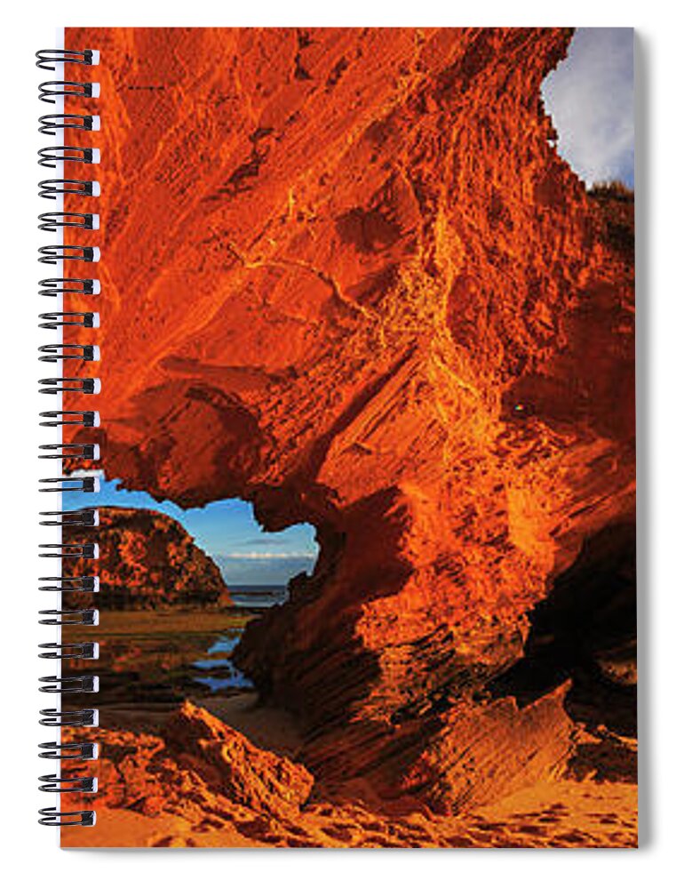 Estock Spiral Notebook featuring the digital art Australia, Victoria, Oceania, Sea Stack Near In Mornington Peninsula Near Melbourne by Maurizio Rellini