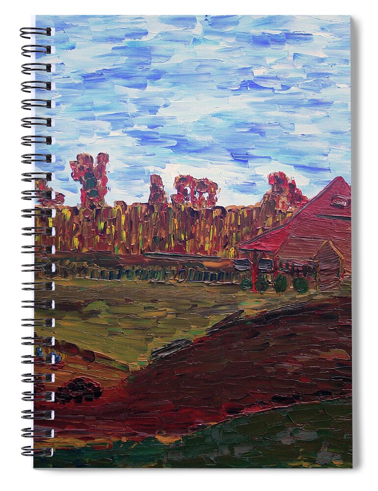 Autumn Spiral Notebook featuring the painting Autumn at Aggie's Farm by Vadim Levin