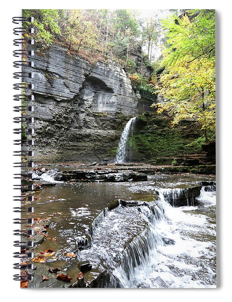 Waterfalls Spiral Notebook featuring the photograph Autumn at Eagle Cliff Falls in New York by Trina Ansel