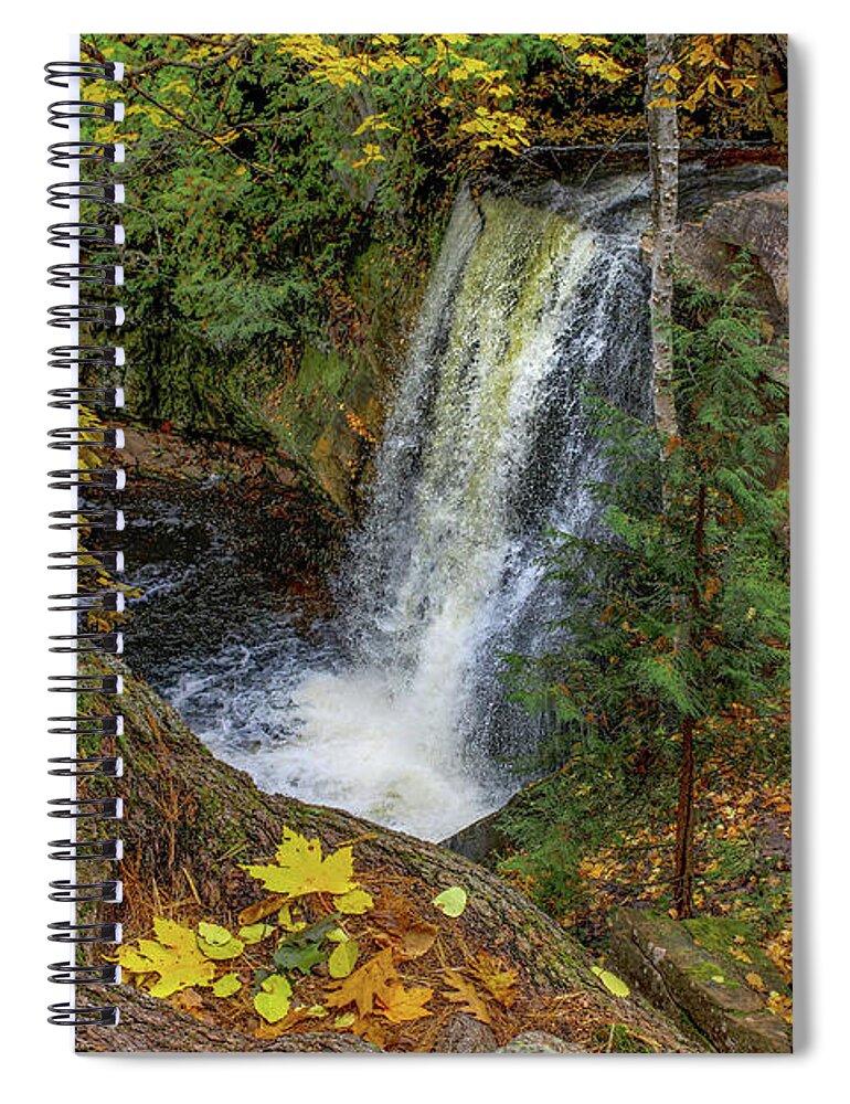 Waterfalls Spiral Notebook featuring the photograph Autumn Colors Hungarian Waterfalls Keweenaw Michigan by Norris Seward