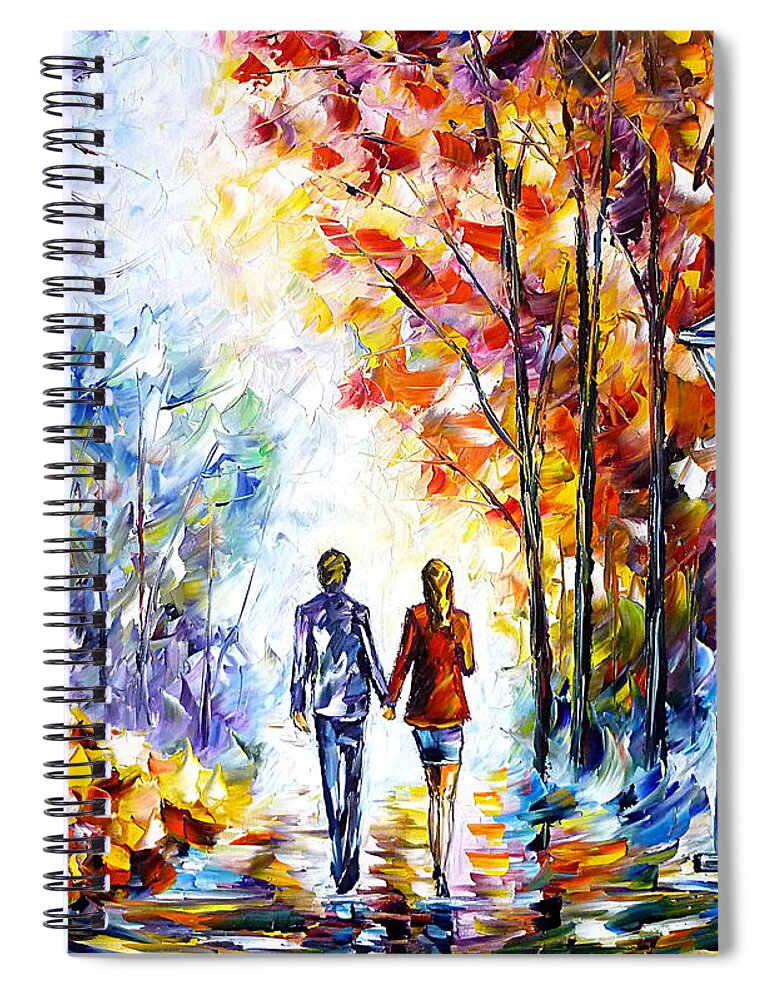 Autumn Landscape Spiral Notebook featuring the painting Autumn Couple by Mirek Kuzniar