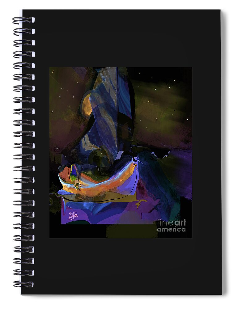 Sailing Spiral Notebook featuring the mixed media Autumn Dreams Sailing the Moon by Zsanan Studio