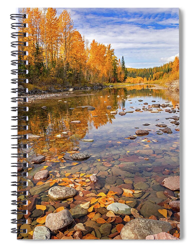 Middle Fork Of Flathead River Spiral Notebook featuring the photograph Autumn Glory on the Middle Fork by Jack Bell