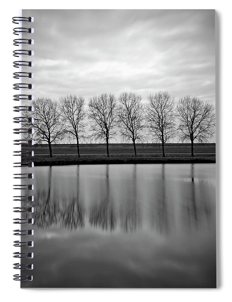 Desaturated Spiral Notebook featuring the photograph Autumn Scene by Funky-data