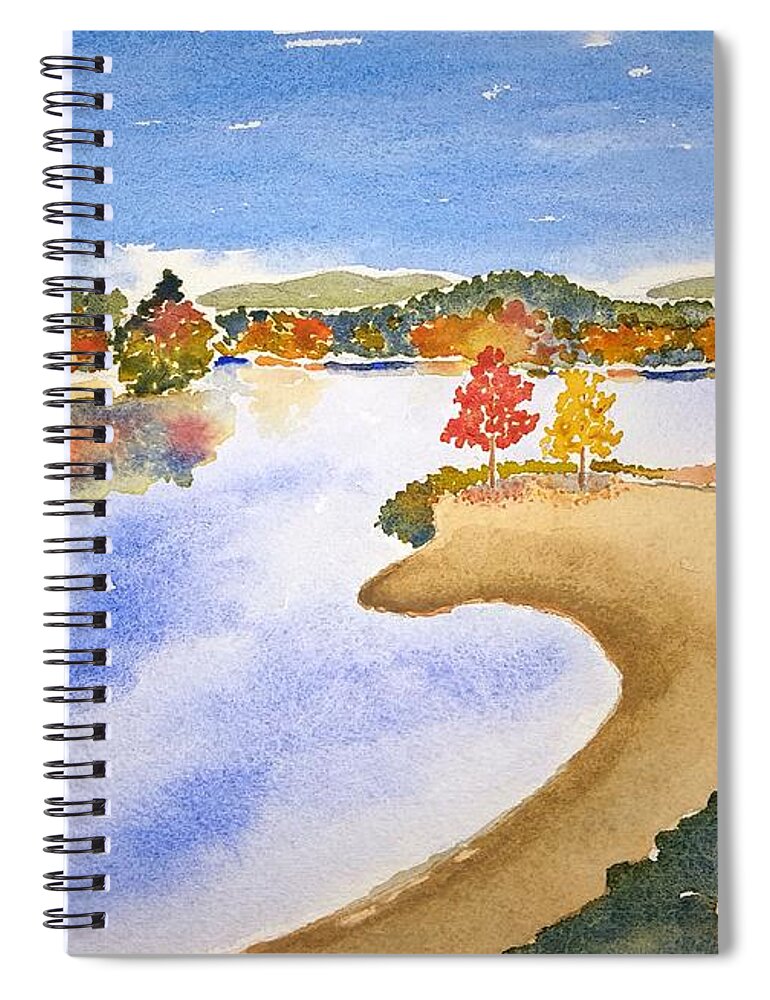 Watercolor Spiral Notebook featuring the painting Autumn Shore Lore by John Klobucher