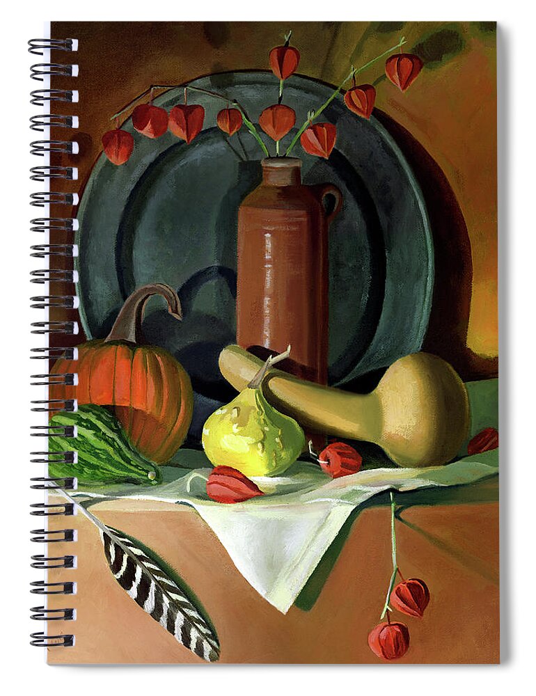 Still Life Spiral Notebook featuring the painting Autumn Still Life by Nancy Griswold