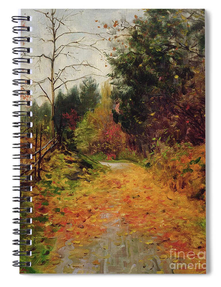 Kolstoe Spiral Notebook featuring the painting Autumn Subject by Fredrik Kolstoe