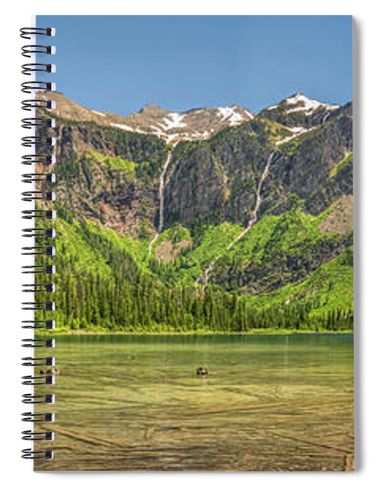 Avalanche Spiral Notebook featuring the photograph Avalanche Lake Panorama by Kenneth Everett