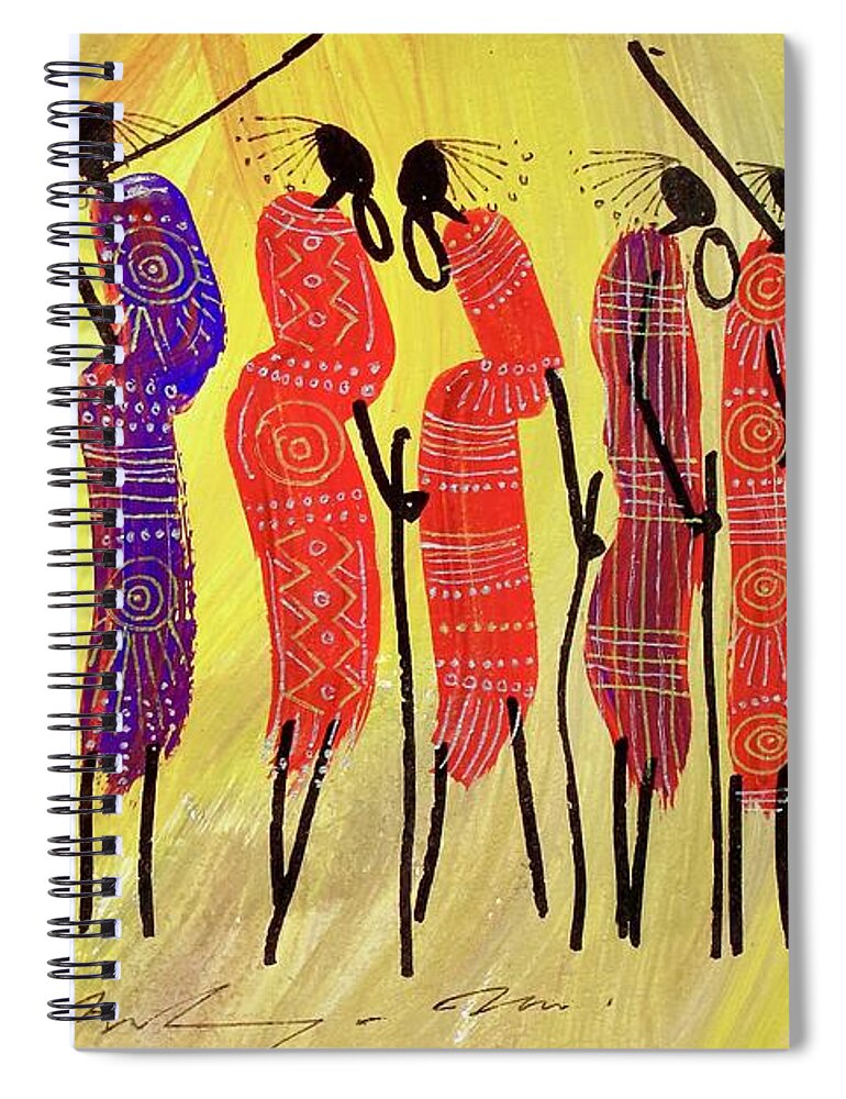 Africa Spiral Notebook featuring the painting B-138 by Martin Bulinya