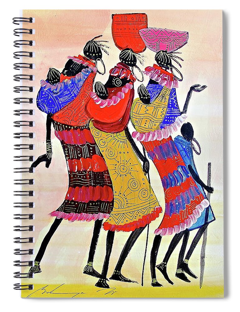 Africa Spiral Notebook featuring the painting B-212 by Martin Bulinya