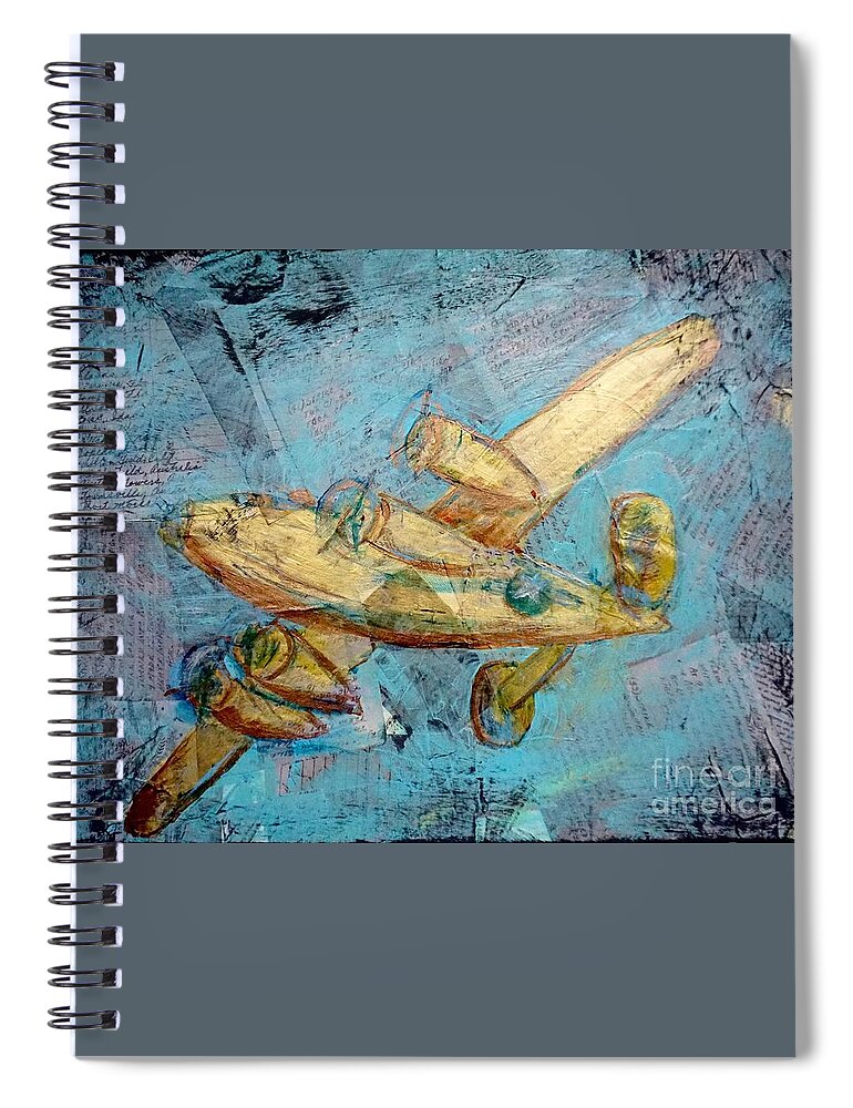 B24 Liberator Spiral Notebook featuring the painting B-24 Liberator on -Mission Record by Patty Donoghue