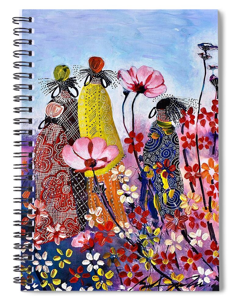 Africa Spiral Notebook featuring the painting B-386 by Martin Bulinya
