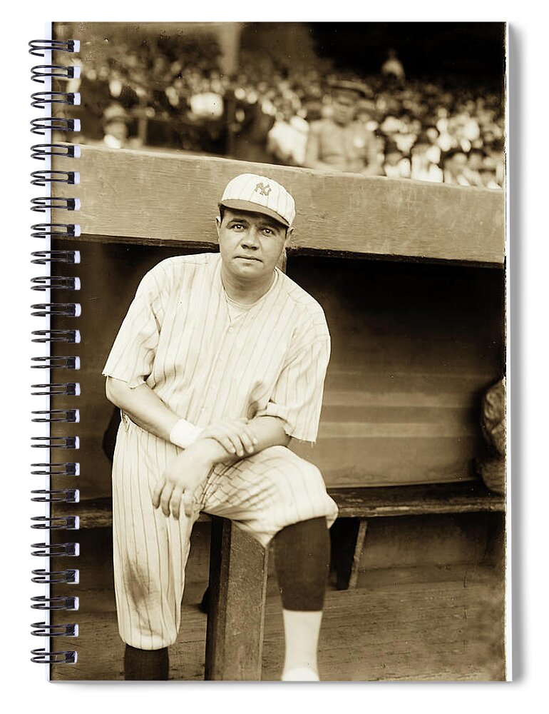 Babe Ruth Baseball 1921 Spiral Notebook featuring the photograph Babe Ruth Baseball 1921 by Carlos Diaz