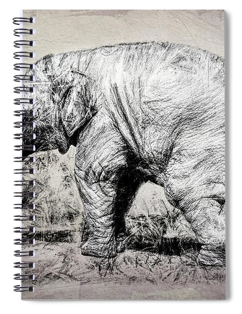 Elephant Spiral Notebook featuring the digital art Baby Elephant Walk by Diane Chandler