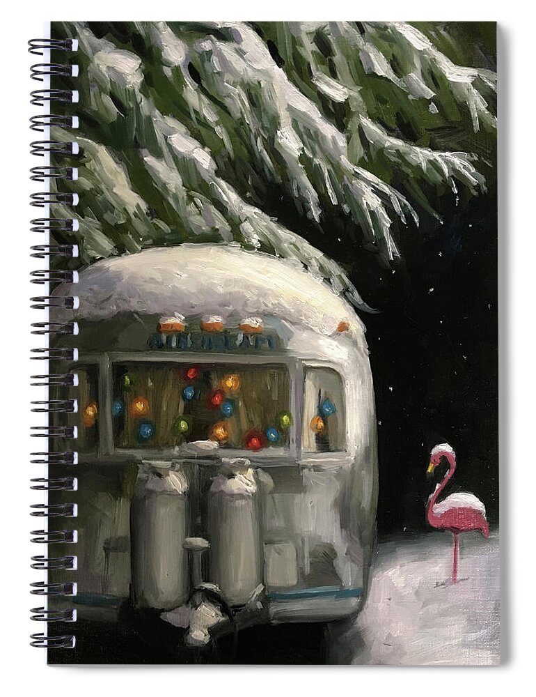 Airstream Spiral Notebook featuring the painting Baby, it's Cold Outside by Elizabeth Jose