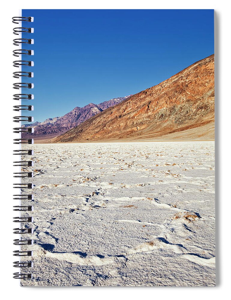Clear Sky Spiral Notebook featuring the photograph Badwater Basin Salt Flats, Death Valley by Bryan Mullennix