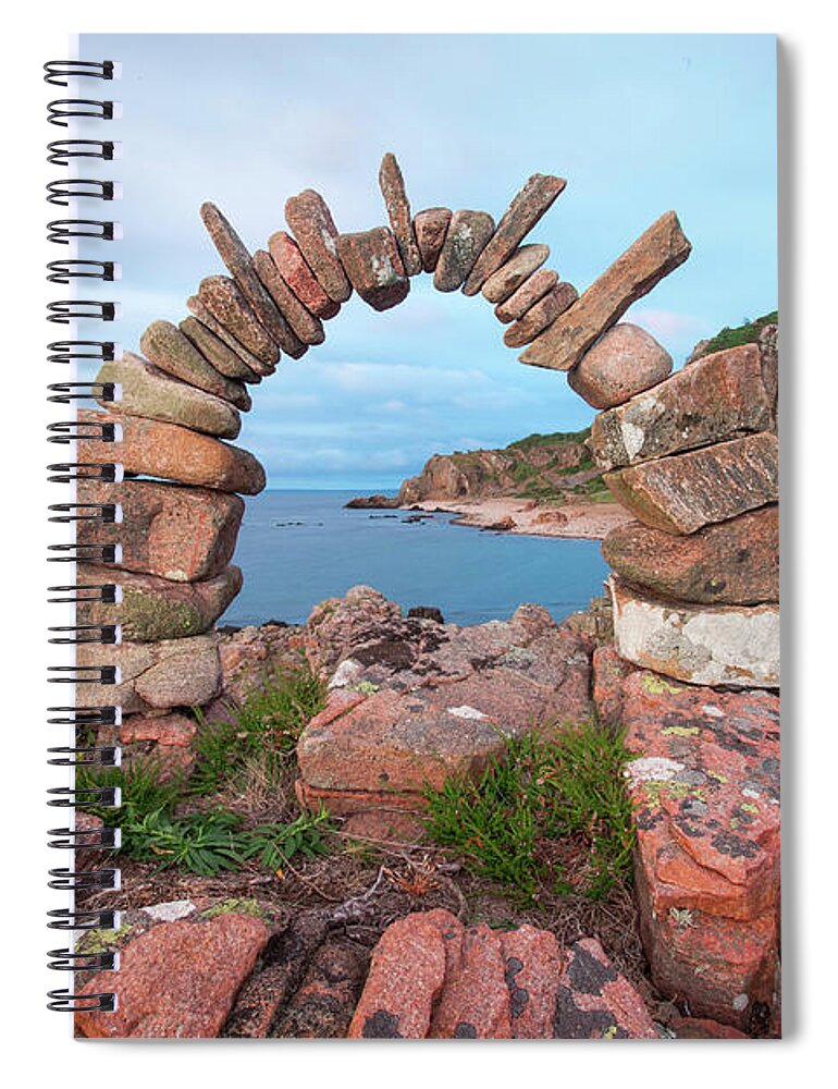 Meditation Zen Yoga Mindfulness Stones Nature Land Art Balancing Sweden Spiral Notebook featuring the sculpture Balancing art #60 by Pontus Jansson