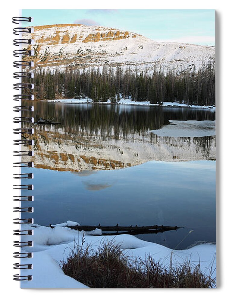 Utah Spiral Notebook featuring the photograph Bald Mountain Sunset on Clegg Lake - Uinta Mountains, Utah by Brett Pelletier