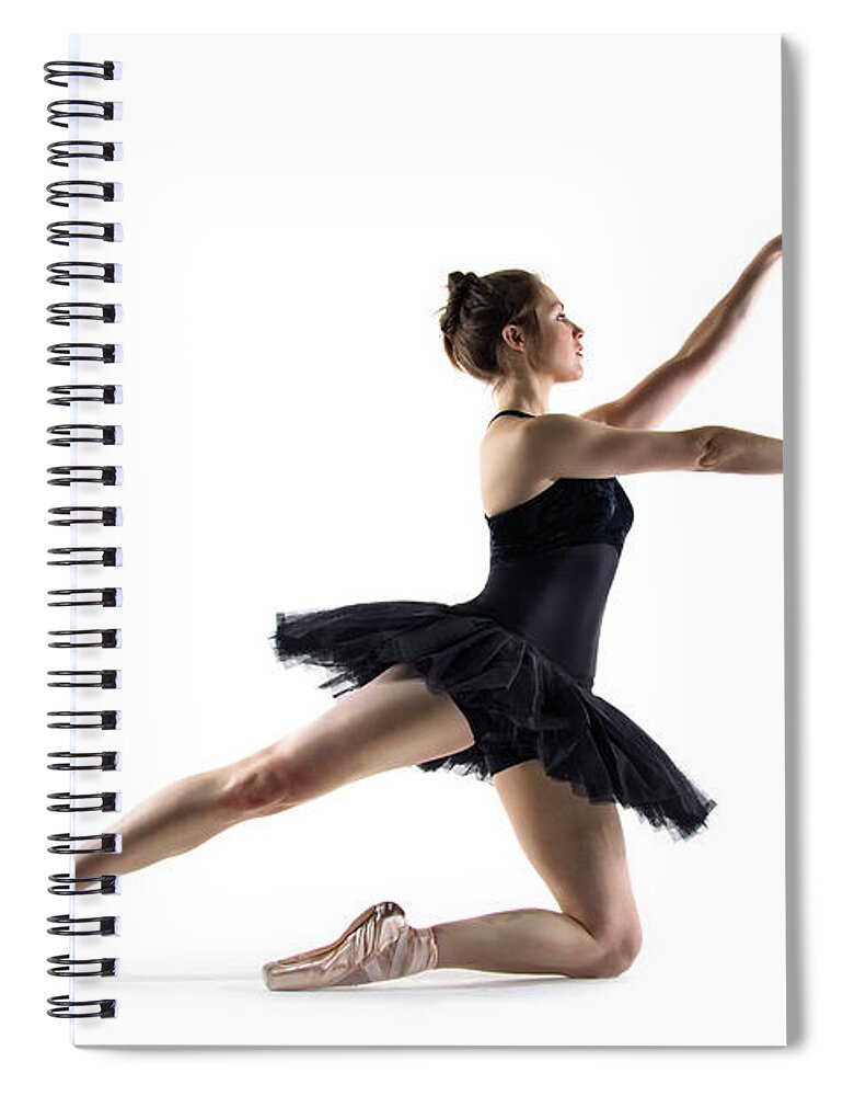 Ballet Dancer Spiral Notebook featuring the photograph Ballet Dancer In Tutu On White by Phil Payne Photography