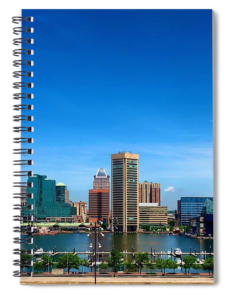 Baltimore Spiral Notebook featuring the photograph Baltimore Skyline by Chris Montcalmo