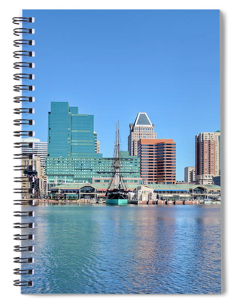 Downtown District Spiral Notebook featuring the photograph Baltimores Inner Harbor Buildings by Drnadig