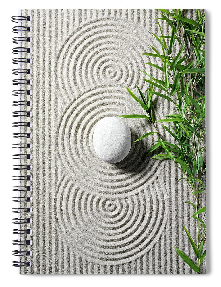 Bamboo Spiral Notebook featuring the photograph Bamboo In A Zen Garden by Wragg