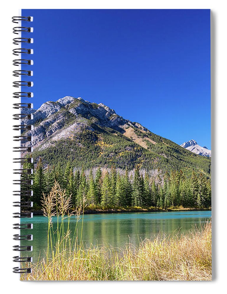 Banff Spiral Notebook featuring the photograph Banff Along the Bow by Tim Kathka
