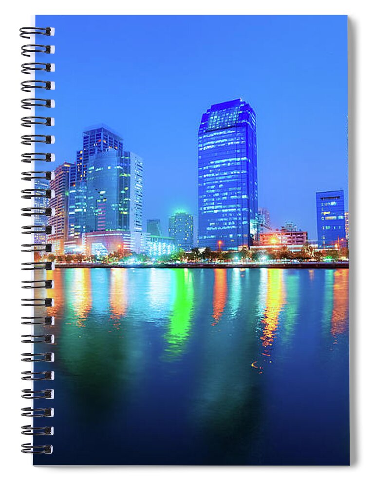 Scenics Spiral Notebook featuring the photograph Bangkok Skyline By Night by Moreiso