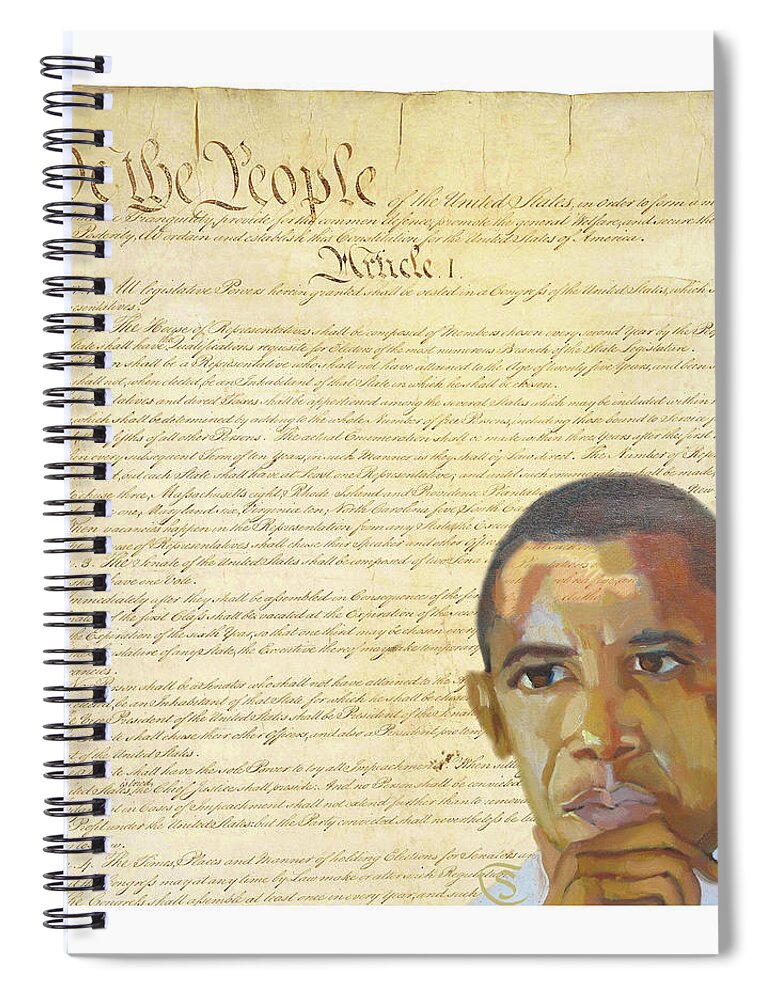 Barack Hussein Obama Spiral Notebook featuring the digital art Barack Obama - Constitution by Suzanne Giuriati Cerny