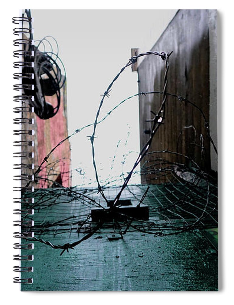 Seattle Spiral Notebook featuring the photograph Barbed Wire City Scene by Cathy Anderson