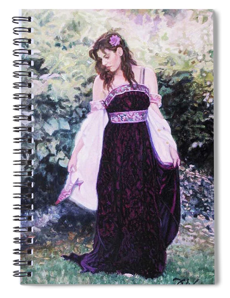 Classical Art Spiral Notebook featuring the painting Barefoot in the Grass by Patrick Whelan