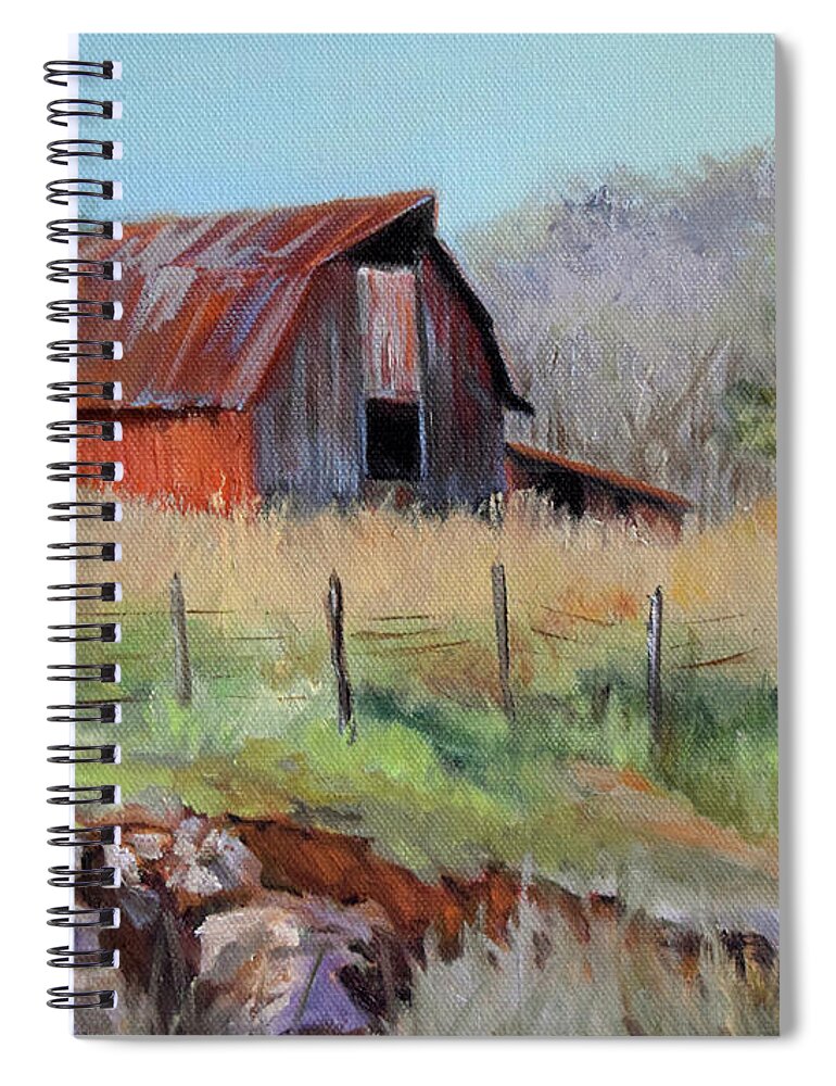Barn Spiral Notebook featuring the painting Barn At Bella Vista Arkansas by Cheri Wollenberg