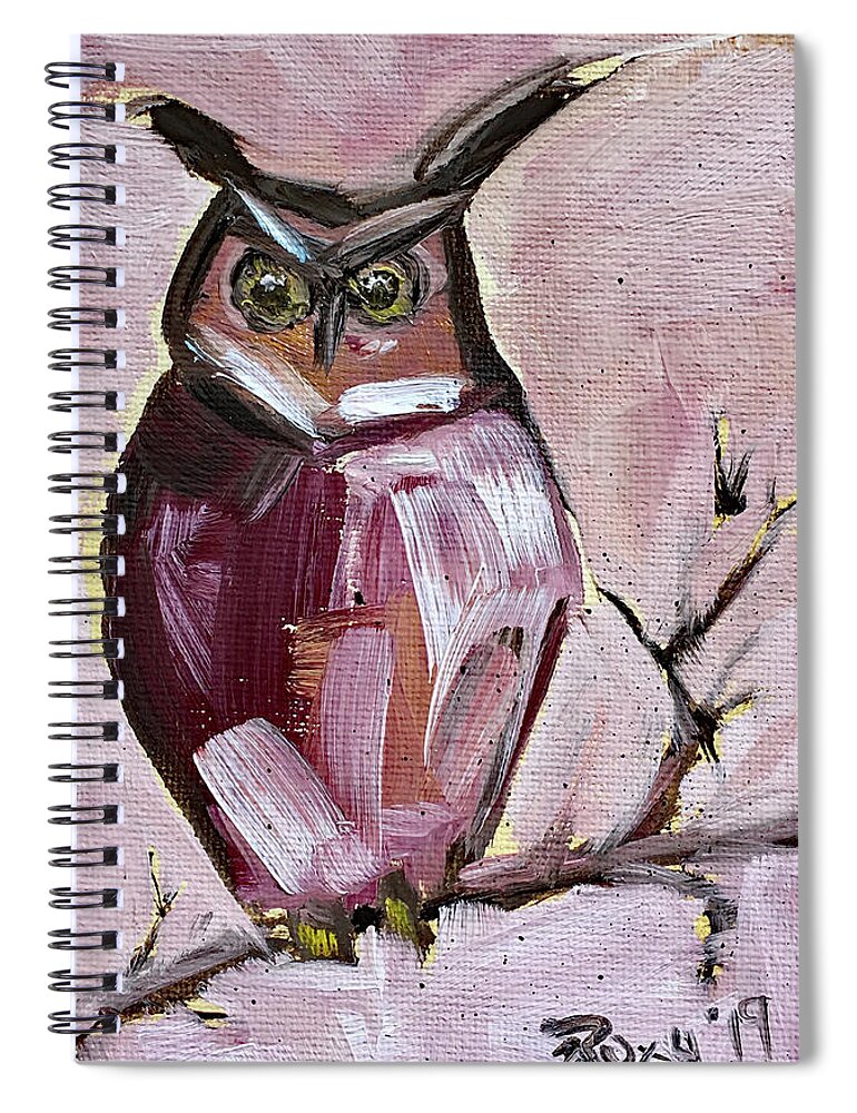 Owl Spiral Notebook featuring the painting Barn Owl by Roxy Rich